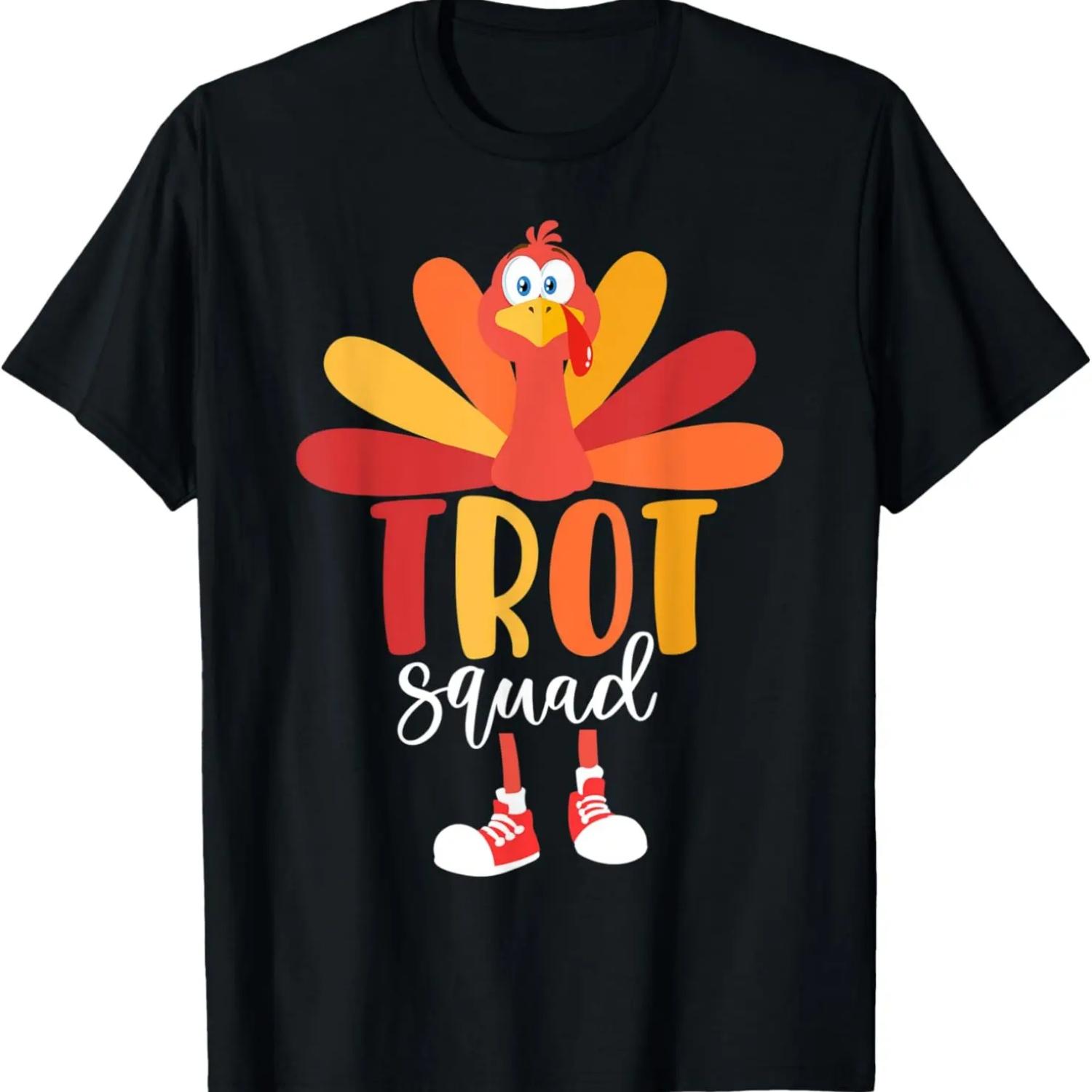 

Funny Trot Squad Cute Turkey Thanksgiving Running Costume T-Shirt XXXXXL чорний