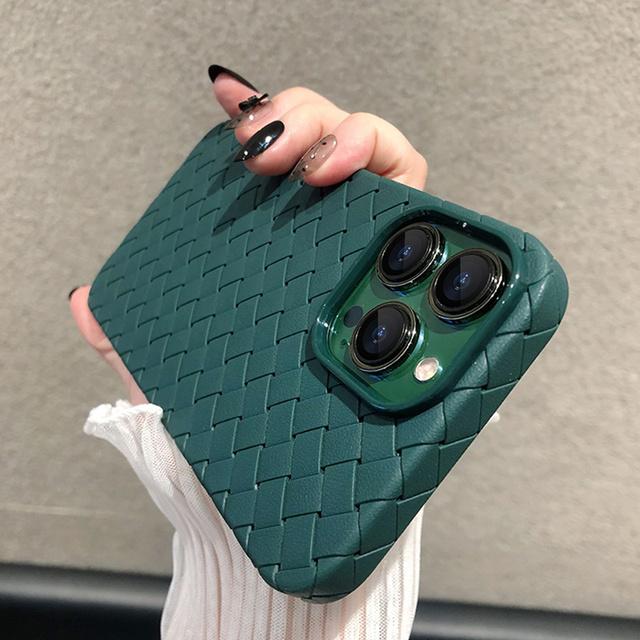 Breathable Weave Pattern Soft Thin Case For iPhone 14 13 12 Mini 11 Pro Max X XR XS Max 7 8 Plus SE 2 3 BV Grid Solid Back Cover