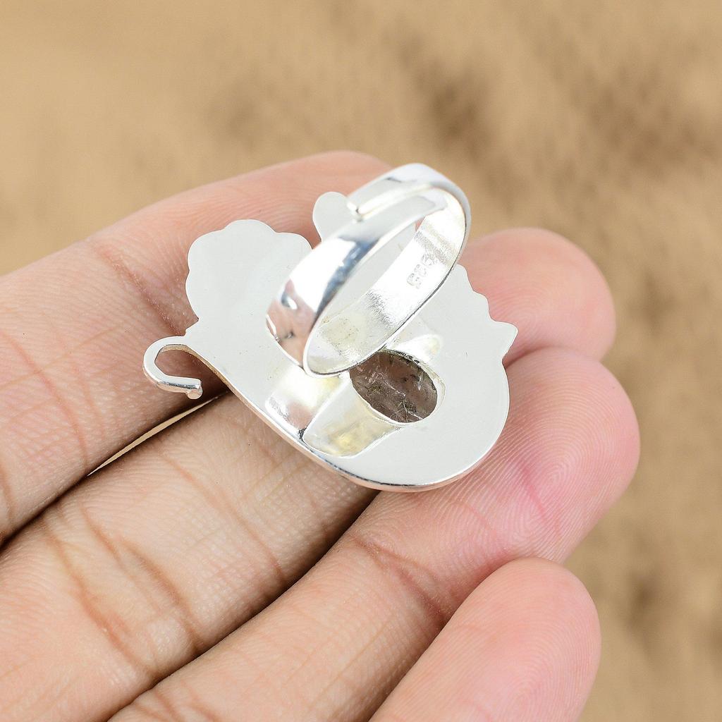 Oval Moonstone Stone Statement Mother Flower Ring Jewelry 925 Sterling Silver