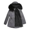 Warm Fluffy Winter Jacket Medium Long Hooded Collar Parker Coat Cotton Zipper Coat