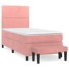 3137772 vidaXL Divan Bed with Mattress Pink 100x200 Cm Velvet