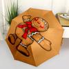 Parapluie de voyage sur le thème du bonhomme en pain d'épice - 8 baleines, ouverture et fermeture automatiques, design pliable portable, parapluie compact et élégant adapté