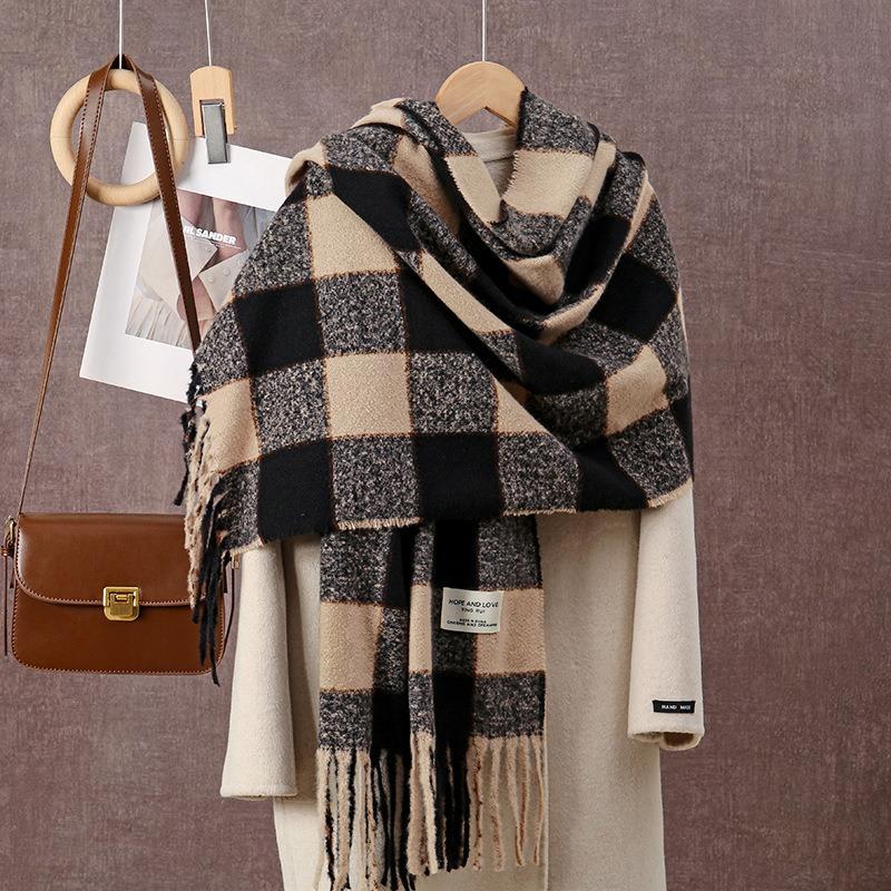 Imitation Cashmere Scarf Women's Fashion Autumn and Winter High-end Plaid Scarf New Men's Scarf Shawl