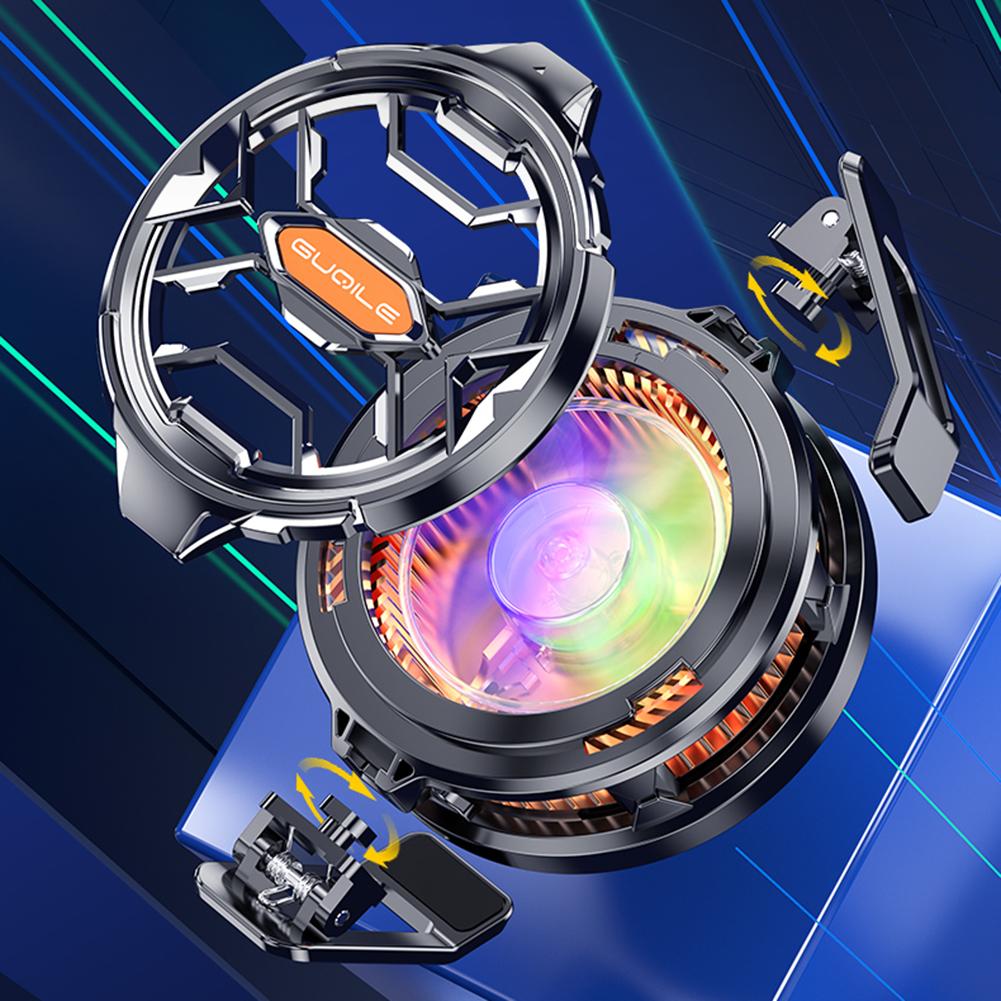 Magnetic & Rotatable Back Clip Phone Fan Cooler 15W RGB Laptop Tablet Radiator 7 Color Lighting Cell Phone Cooler Strong Cooling