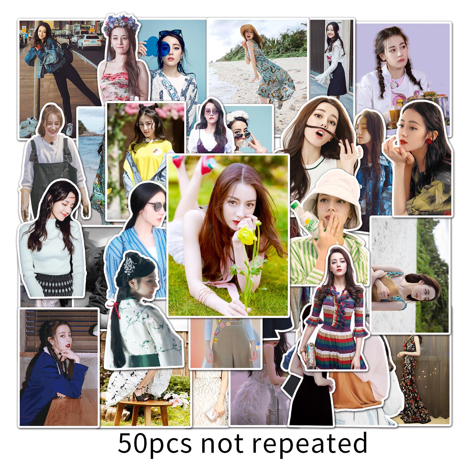 50 Dilireba Stickers: Waterproof Singer Star Decor for Journals, Notebooks, Laptops, Suitcases
