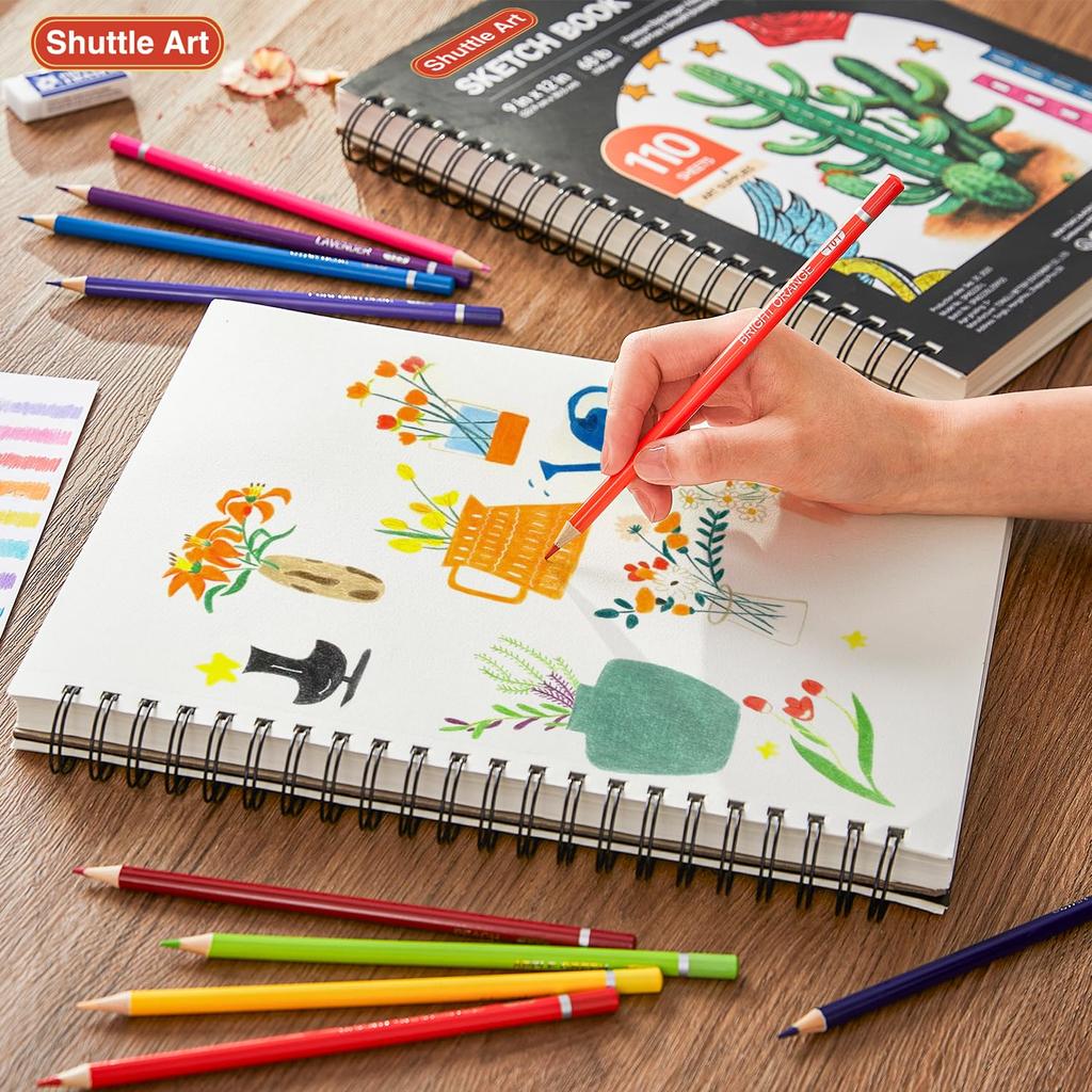 Shuttle Art Sketchbook, 110 sheets, 2-book set, spiral bound, with patterns, drawing paper, croquis book, sketchbook, drawing pad, doodling pad, freeh