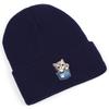 Pocket Cute Cat Print Knit Cap Beanie, Print Pompom Beanies Hip Hop Versatile Elastic Slouchy Knitted Cap Beanie