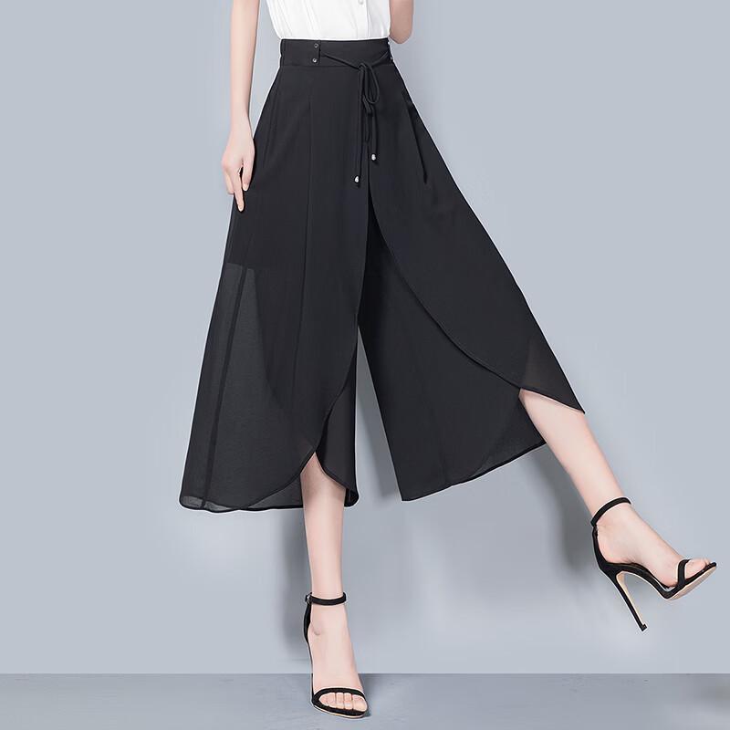 Sibaisha Women s Draped Chiffon Wide-Leg Casual Pants XL