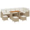 Ensemble de canapés de jardin 10 pièces avec coussins Beige Poly rotin Acacia, Canapé de jardin 2 places avec coussins Beige 3362291