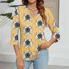 Women's V-neck Gradient Print Three-quarter Sleeve Fashion Top