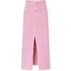MO&Co. Gonna midi in denim da donna a vita alta con bordo grezzo
