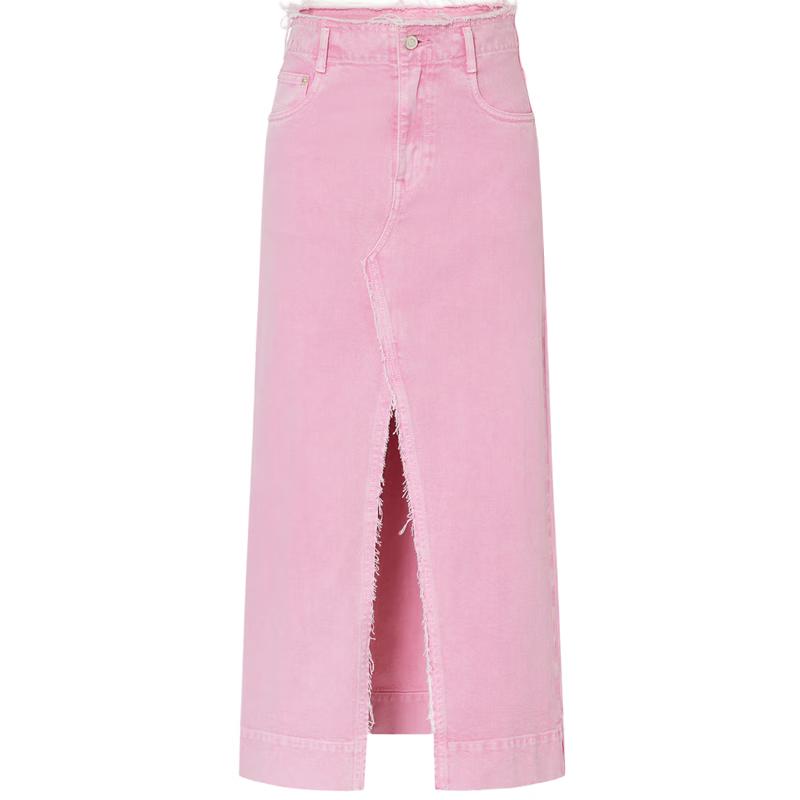 MO&Co. Women s Deconstructed Raw Hem High-Waist Denim Maxi Skirt M 165