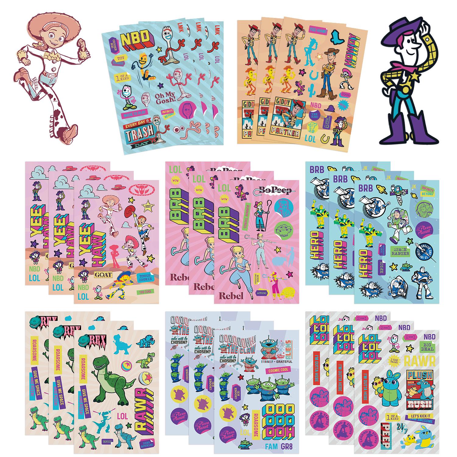 Toy Story Sticker Set: 8 Waterproof, Self-Adhesive Sheets Featuring Popular Cartoon Characters for Scrapbooking. WTD099