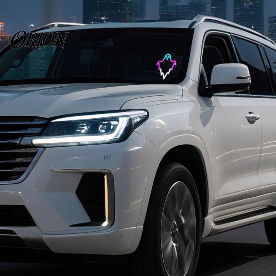Decorative Lights for SUVs Solar Ghost Car LED Light, USB Wireless Animated Warning Windshield And Auto Atmosphere Lamps Rear Window, 6 Modes Suction