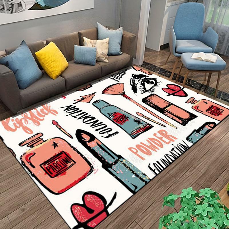 15 Sizes Hand painted makeup and cosmetics  Room Rug Street Fashion Carpet for Bedroom Living Room Floor Mat Home Decor Non-Slip