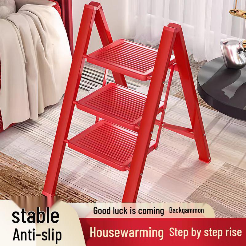 

Thickened Telescopic Folding A-Frame Ladder for Indoor Use - 3-4 Step Multifunctional Household Stool Simple Black - 2 Steps