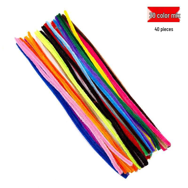 Encrypted Pipe Cleaners: Dense, Thickened 8mm White Strips with Mixed Colors for Handmade DIY Bouquets