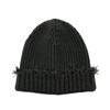 2025 New Fall and Winter Hip Hop Trend Broken Brim Knitted Hat Woman Man Green Grey Black White Hole Cap Warm Hat Bonnets Fall