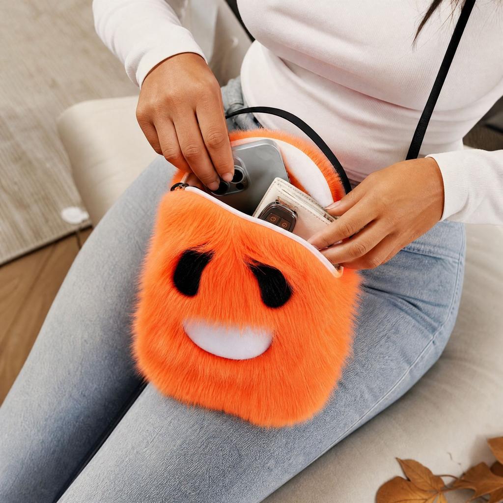 Borsa a tracolla in peluche di Halloween Borsa a tracolla divertente per donna