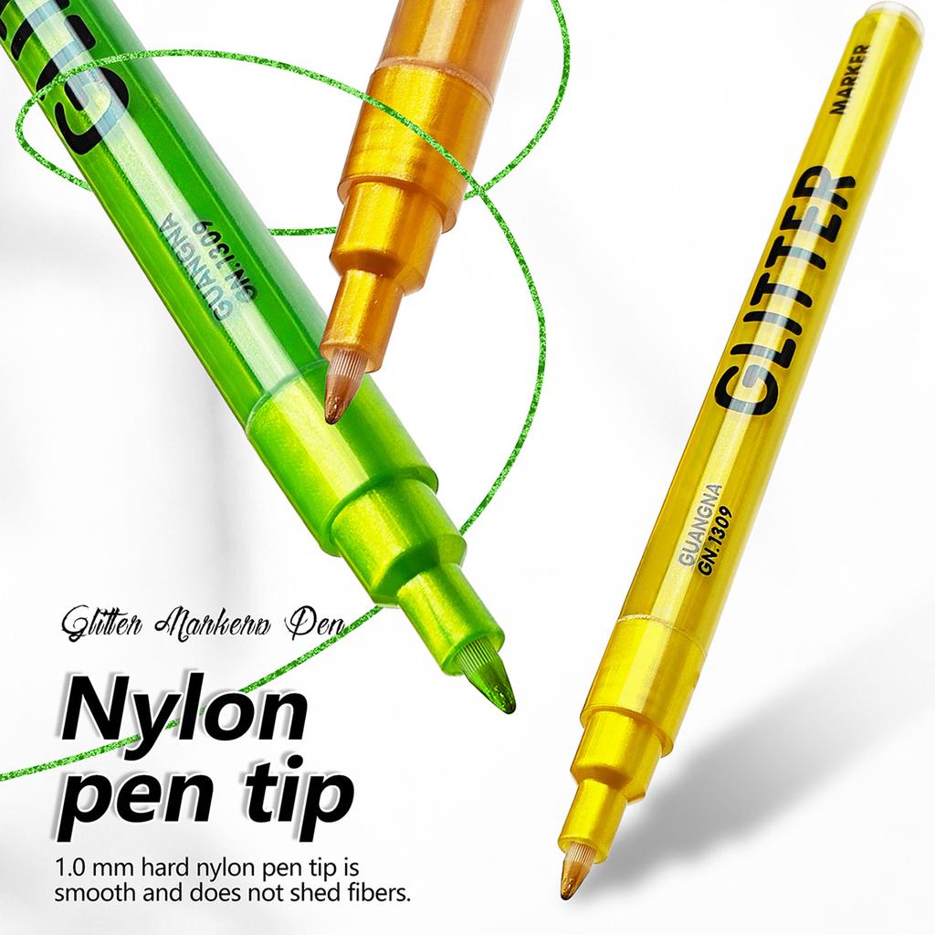 24-color 1.0mm Pen Tip Glitter Marker, Bright Colors with Blendable Watercolor Pen, Essential for Book Sketching and Drawing