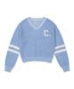 CLOVE [26Ss Clove] Net Weave V-Neck Knit (Sky Blue)