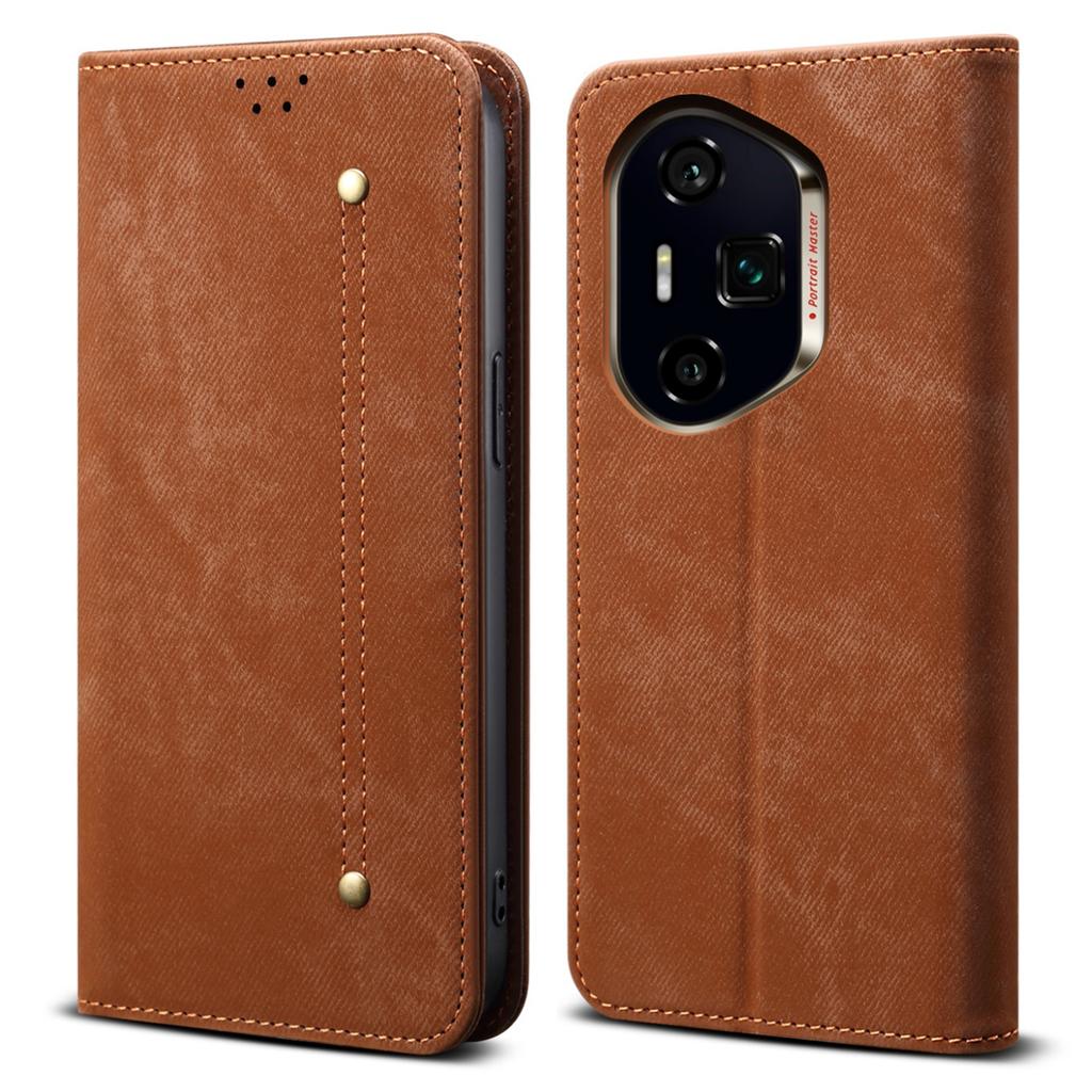 For Honor 300 Pro Case Jeans Cloth Texture Anti-Scratch Leather Stand Phone Cover
