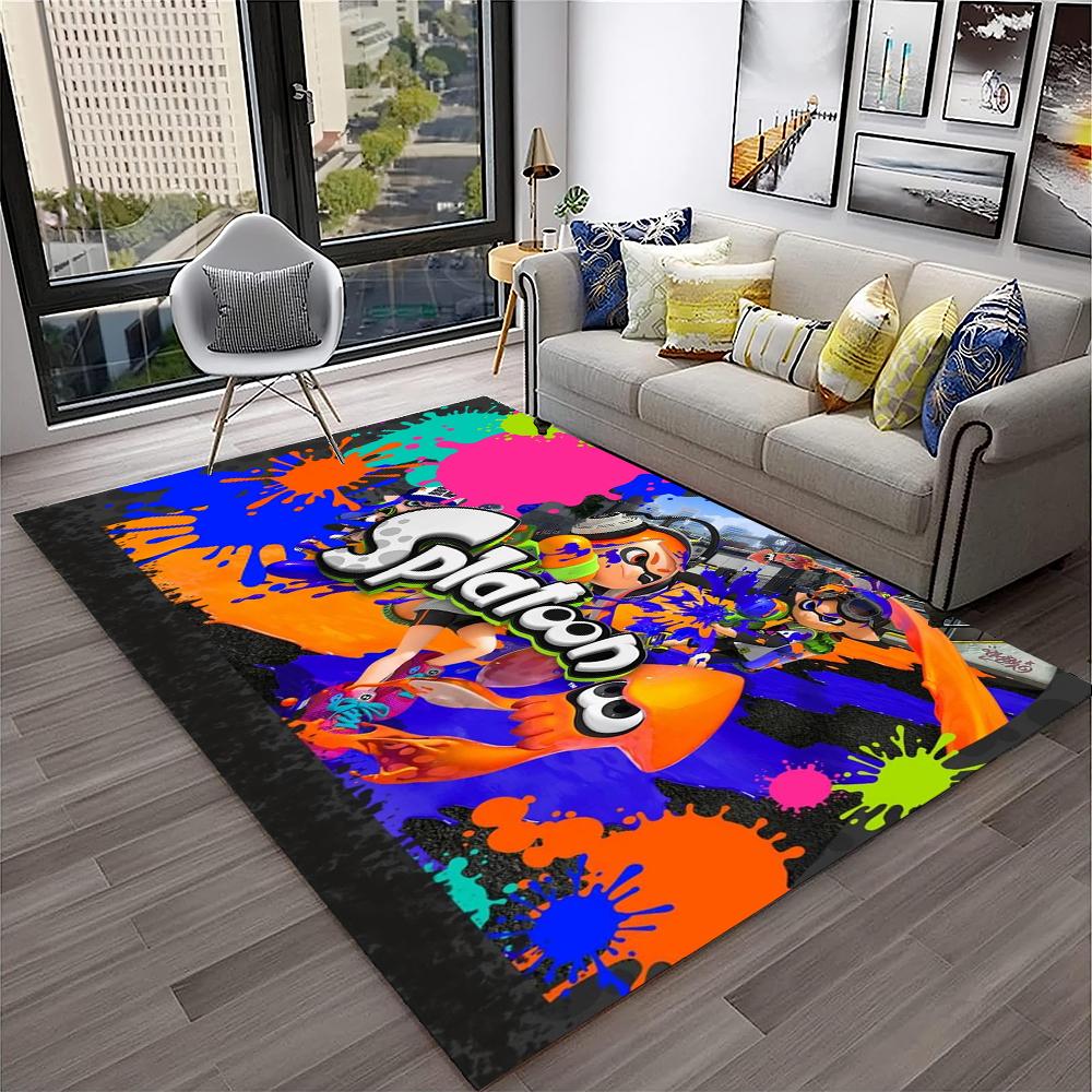 3D Games Splatoon3,PC Gamer Cartoon Carpet Rug for Home Living Room Bedroom Sofa Doormat Decor,kids Area Rug Non-slip Floor Mat
