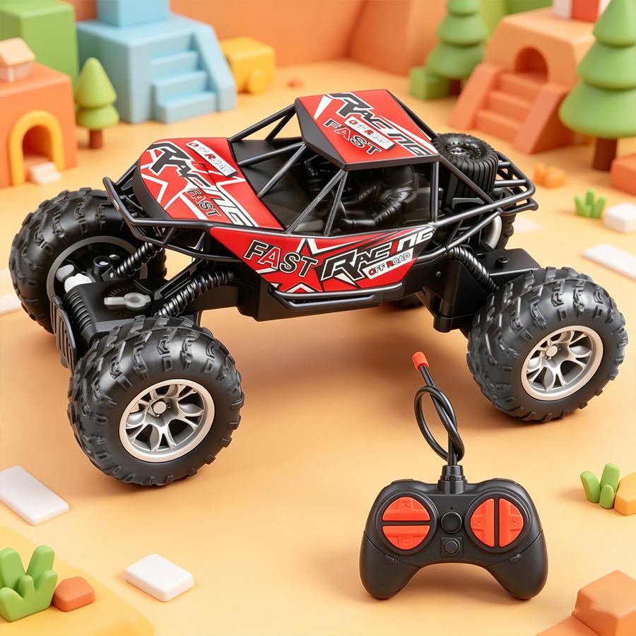 4-Way Remote Control Car with Lights, Anti-Slip Rubber Tires, Outdoor Off-Road Climbing Toy Car Model for Kidsren and Boys