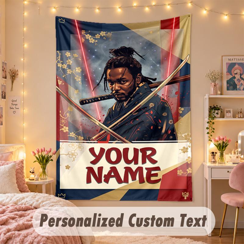 Custom Personalized Tapestry,Kendrick Lamar Print Custom Name Text Wall Art Hanging for Bedroom