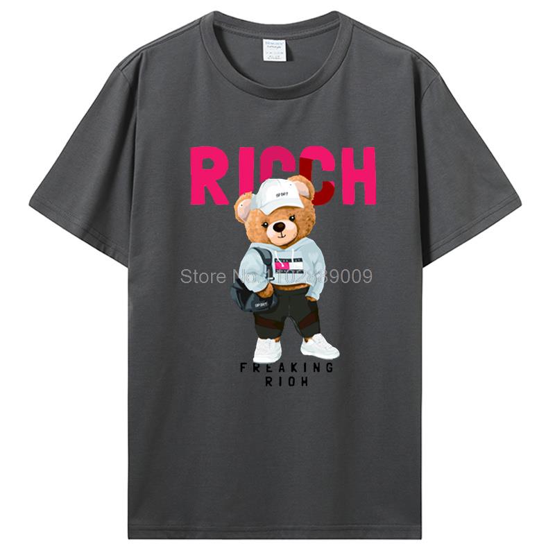 Teddy Bear Playing Badminton Tshirt Exercise Clothing T-shirt Graphics Kawaii Men Women Short Sleeve Printed T Shirt Top Tees