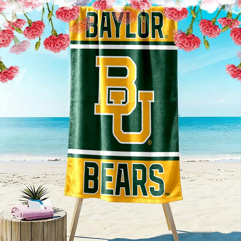 Baylor Bears Print Beach Towel, Large Soft Quick Dry Towel for Beach Camping Swimming