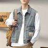 Summer Wasteland Style Denim Vest Men's American Retro Loose Handsome Tooling Jacket Trend All-match Waistcoat Vest