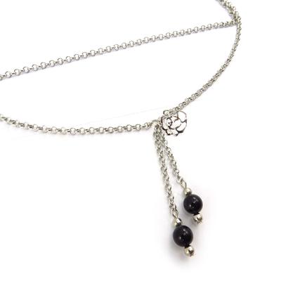 [K0289] - Chaine de taille 'Scarlett' noir argenté