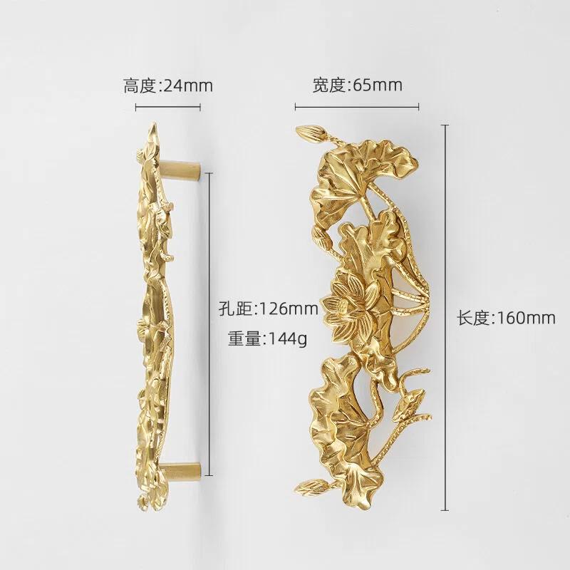 Brass French Drawer Vintage European Kitchen Cabinet Handles and Pulls Pure Copper Bedroom WardrobeFurniture Handle Hardware