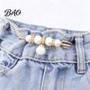 Invisible Waist Button 2Pcs Faux Pearl Tightener for Pants, Reusable Cincher Pin Pants Waistband Loose Jeans, No Sewing Skirts Neckline Fixation Clip