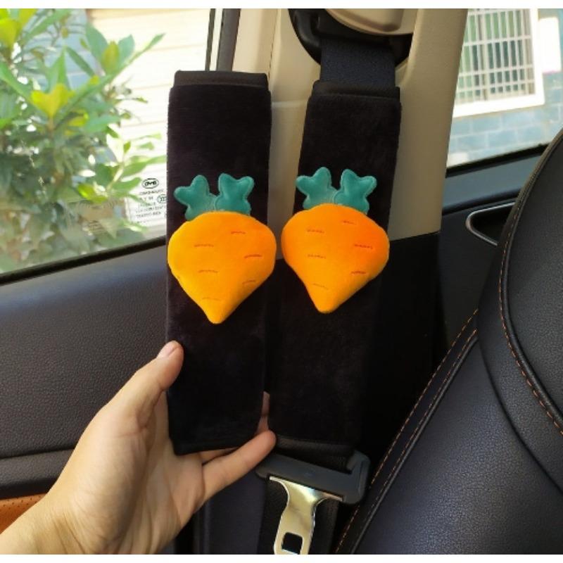 2pcs Soft and Fluffy Car Seat Belt Shoulder Pad for Women, Cute Fruit Strawberry Car Seat Belt Strap Protector