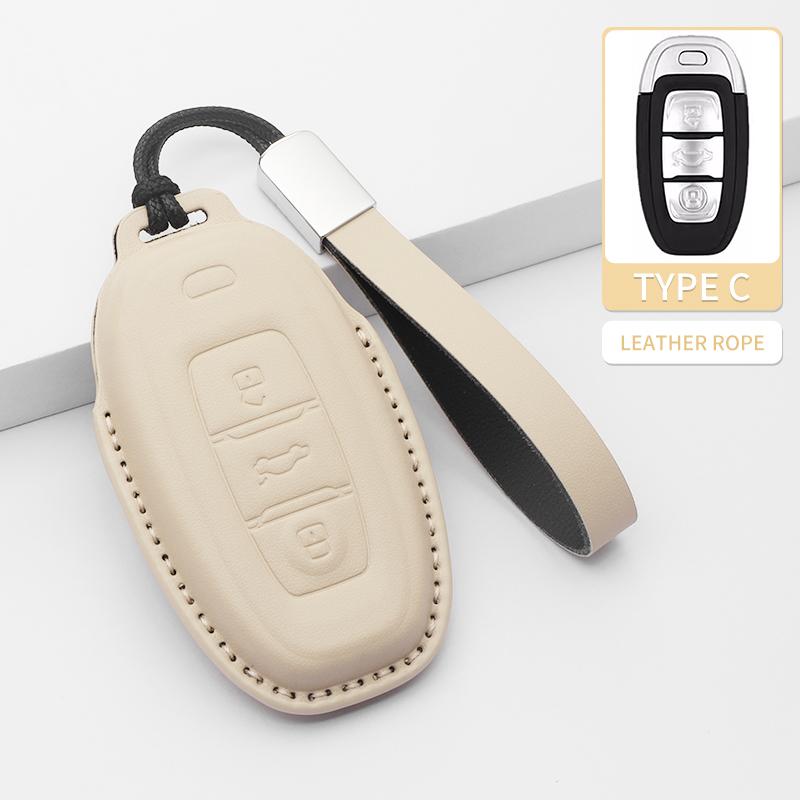 Fashion Car Key Case Cover For Faw Hongqi E-Hs9 High-End H5 H9 Car Keyring Luxury Leather Auto Accessories