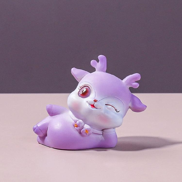 Mini Reindeer Statue Cartoon Fawn Elk Pattern Figurine Animal Cake Topper Desk