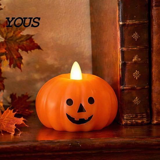 Retro Halloween Table Decoration Flameless Fake Candle, Battery Operated Stacked Pumpkin/Ghost Candle Light, Party Atmosphere Light LED Flickering