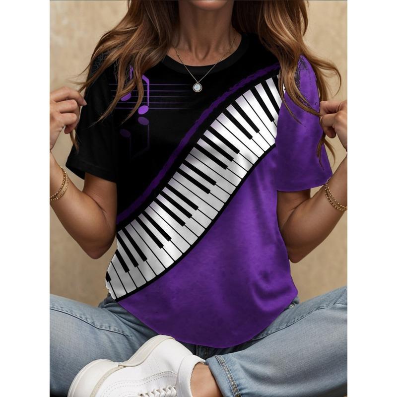 Summer Music Festival Women's T Shirt Graphic Geometric Vintage Stylish Classic Short Sleeve Crew Neck Regular Tops