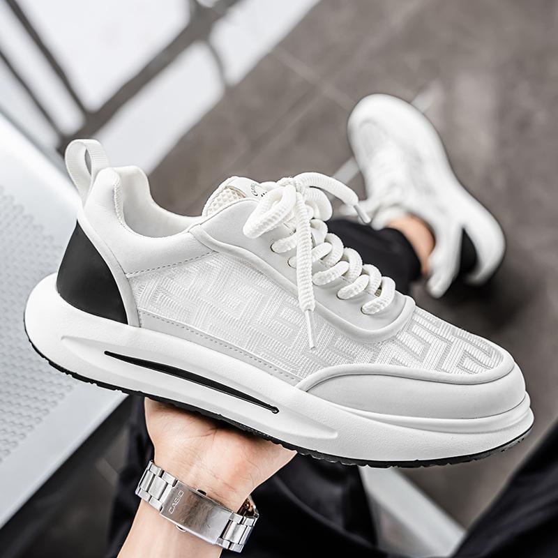 Fashion 2025 Non Slip Mens Shoes Breathable Thick Soled Casual Shoes Korean Version Trendy Student Sports Designer Casual Platform White