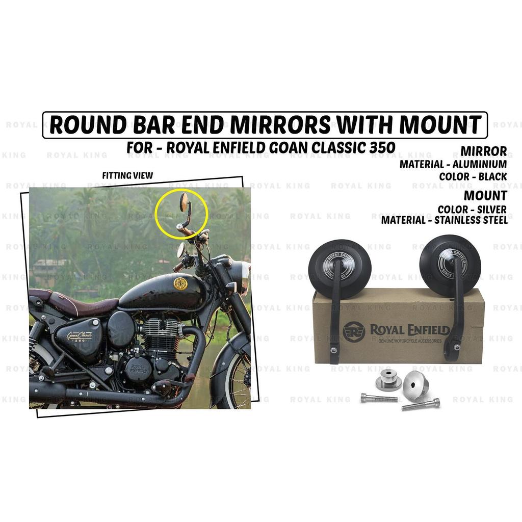 Royal Enfield "Goan Classic 350 Round Bar End Mirror & Mount" Pair