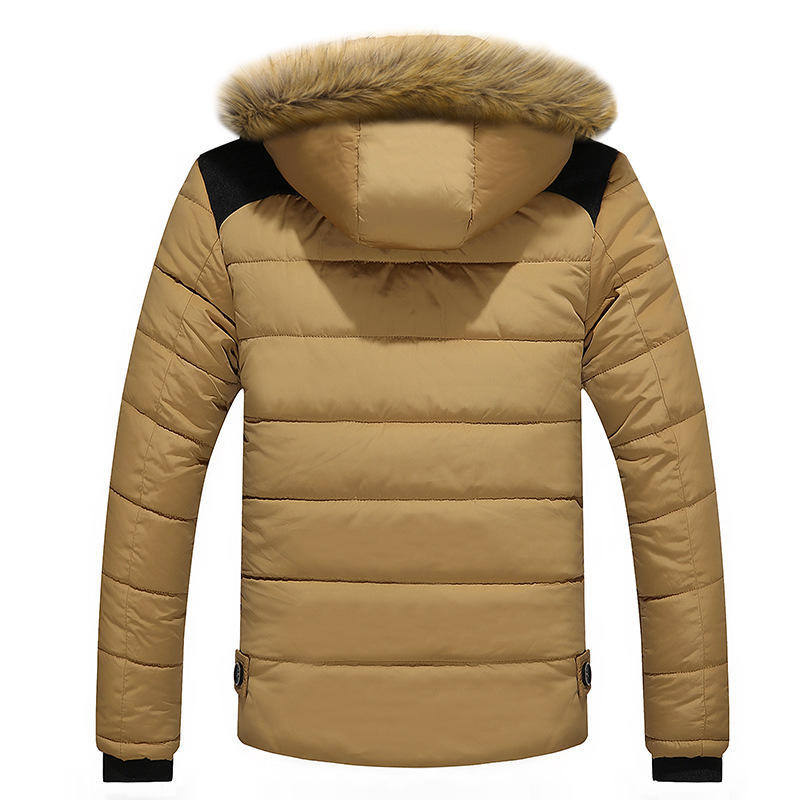 Winter Men's Cotton Coat Raccoon Fur Collar Removable Hooded Casual Velvet Large Size Cotton Coat Men
