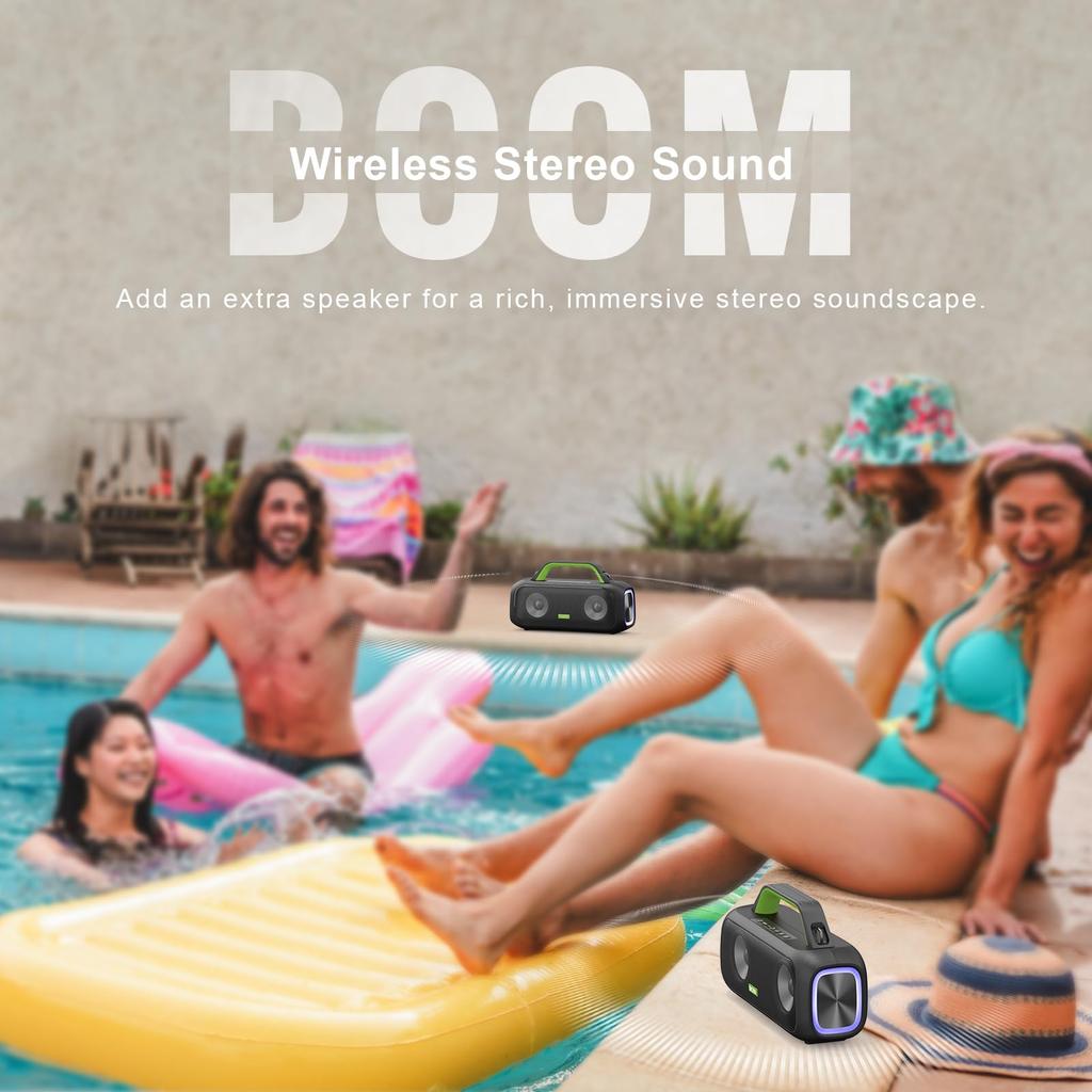 DOSS Extreme Boom S Bluetooth 60W Loud IPX6 25 Hours of Enhanced Shoulder Strap for and Stores Speaker, Portable, Wireless, Illuminated, Volume,