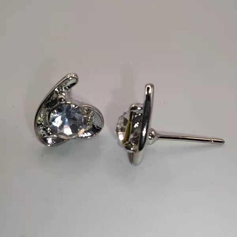 Sace Gems Classic Asymmetrical Heart Copper Alloy Zircon Earrings for Women Wedding Party Gifts