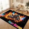 Motorcycle Biker Theme Soft Crystal Velvet Rug Custom Name & Text Print Non Slip Floor Rug for Bedroom Living Room