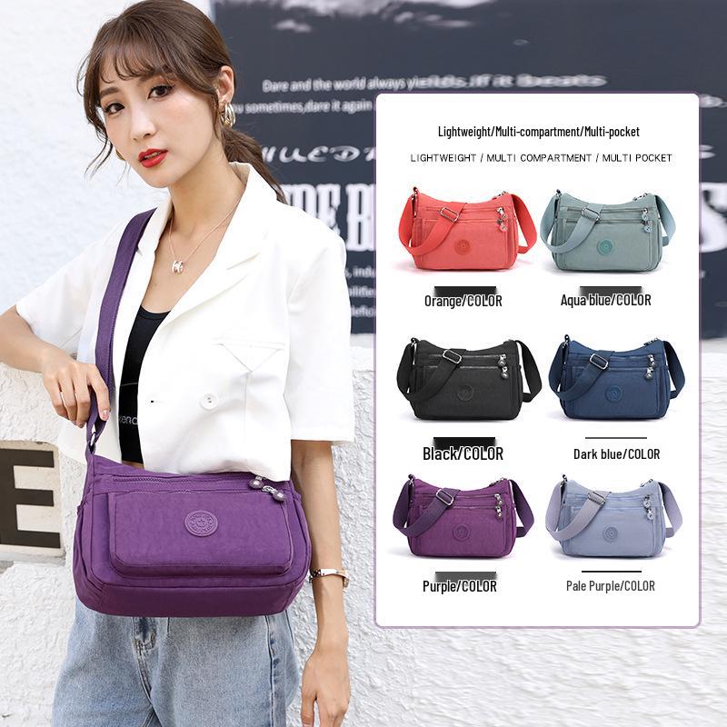 Damen Quadratische Nylon Schultertasche - Großes Fassungsvermögen, Einfarbig, Modisches Casual-Design