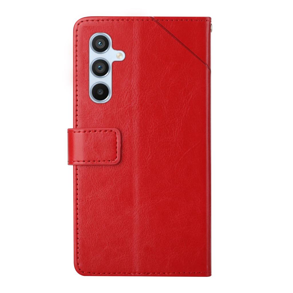 For Samsung Galaxy S25 Case with Wrist Strap Y Shaped Lines Imprint Leather Phone Cover