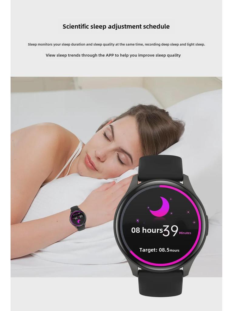 Temu Smartwatch ZW60: Herzfrequenz, Gesundheitsmonitor, Bluetooth-Anruf, runder Bildschirm, Fitnessarmband für Damen