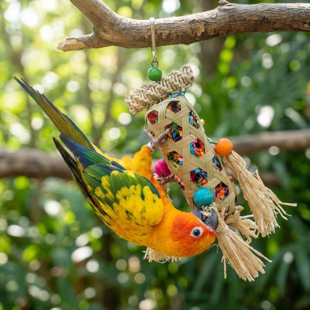 Bite Resistant Parrot Chewing Toys Shredding Crinkles Corn Husk Grinding Toy  Mental Play Training